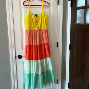 Beautiful Torrid NWT color block tiered seersucker maxi dress 1X 14-16